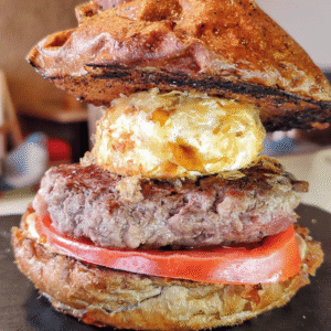 Hamburguesa Artesanal Saludable con Pan de Tè Negro.